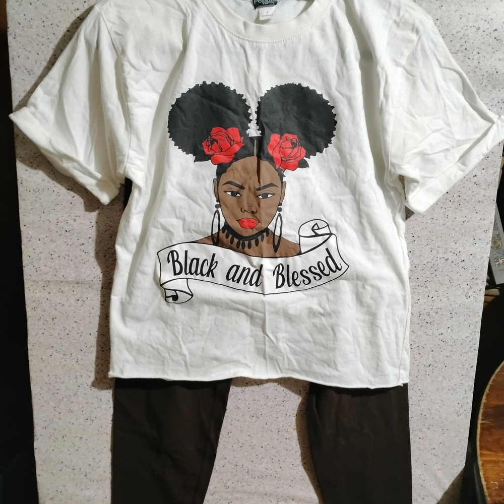 White Graphic T-Shirt with Brown Pants